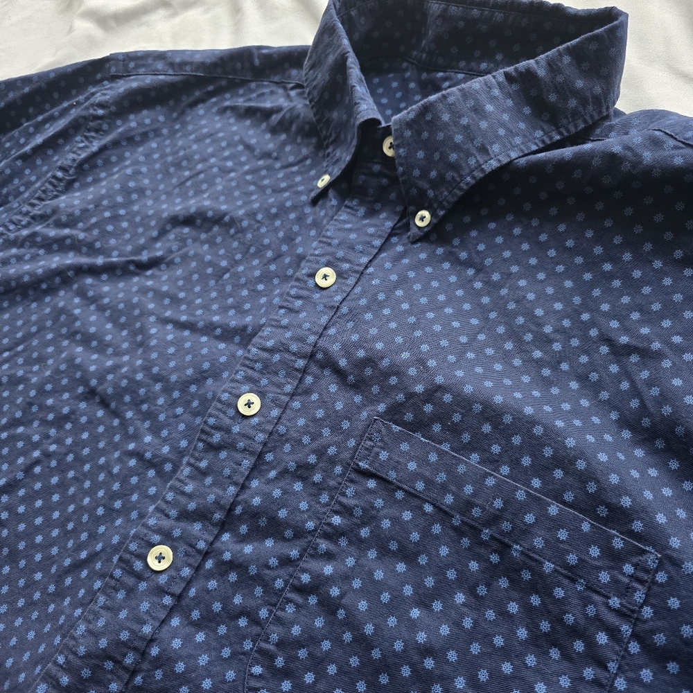Brooks Brothers 1818 Navy Blue Pattern Button Down Shirt 1XL